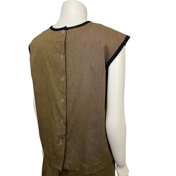 1960s Brown Belted Sleeveless Blouse Mod Dress Set / Women’s Medium * - Picture 4 of 6